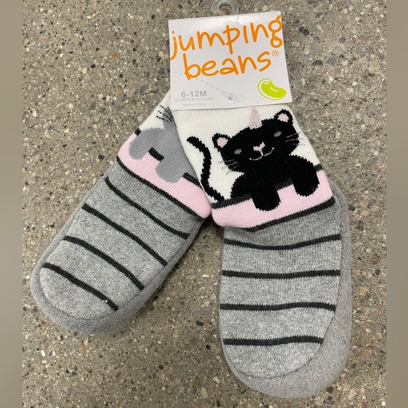 NWT Jumping Beans Unicorn Kitty Slipper Socks, size 6-12 months - Picture 1 of 7